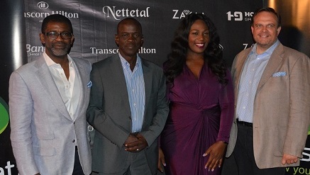 ‎(L-r): Aderemi Ajidahun, chief executive officer, Hole 19 Investments Limited; Captain, Ibrahim Badamosi Babangida Golf & Country Club, Abuja, Hamid Abbo; Specialist, High Value Sponsorships and Event, Etisalat Nigeria, Amaka Agu and General Manager, Transcorp Hilton, Abuja, Etienne Gailliez during the Gala Night of The Capital Golf Invitational Tournament sponsored by Etisalat Nigeria in Abuja at the weekend.‎
